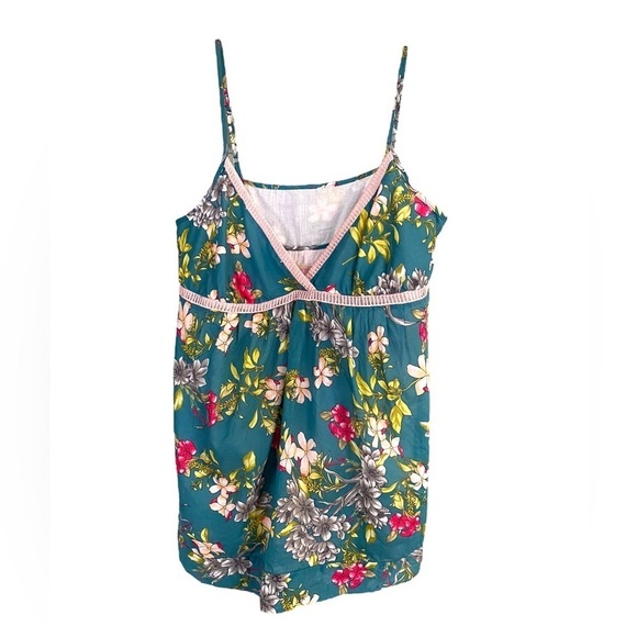 Johnny Was Blue Big Floral Cotton Spaghetti Strap Empire Waist Women’s Small - Picture 1 of 14